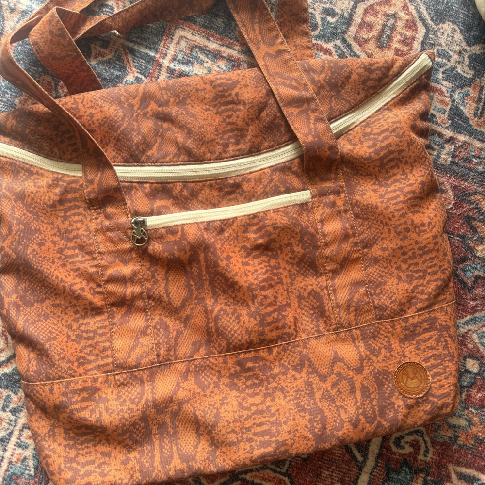 Maaji Rust Snake-Print Tote with Gold Zippers